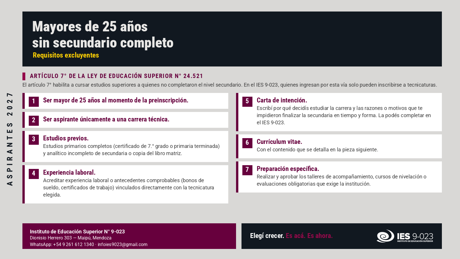 artículo 7° de la Ley de Educación Superior N° 24.521